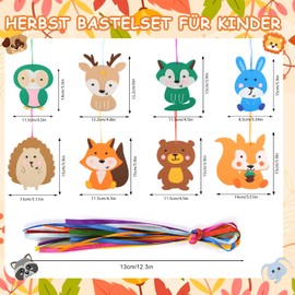 Moosono 8 Pieces Autumn Craft Set for Children, Felt Animal Crafts, Autumn, Creative Set, Autumn Decorations Craft Set Children from 3 4 5 6 7 8 Years for Boys Girls Autumn Time Birthday