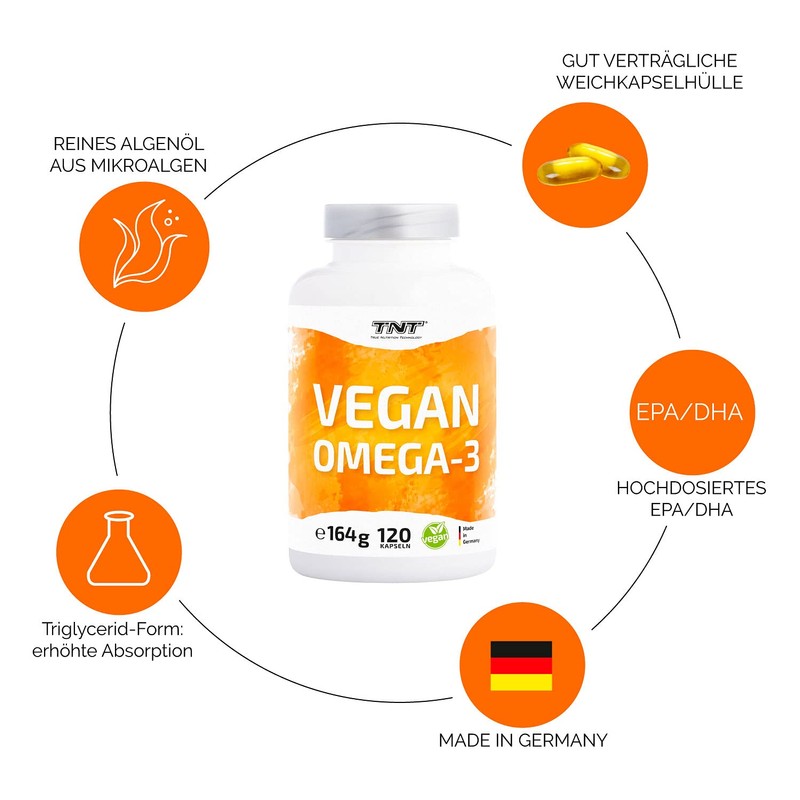 TNT Vegan Omega 3 Capsules High Dose (120 Capsules) •