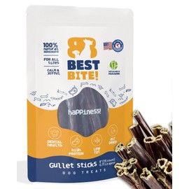 Best Bite! 6" Gullet Sticks for Dogs (25-Pack) – All Natural Beef Esophagus Chews, High Protein, Low Fat, Support Joint Health, Long-Lasting Dog Treats, Responsibly Sourced Gullet Bully Sticks