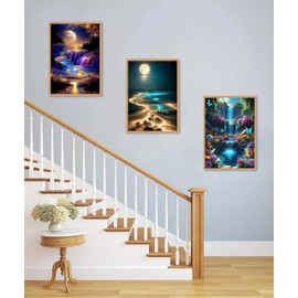 Mowana Diamond Art Kits for Adults - Moonlight Diamond Painting Kits for Beginners, Art Craft Kits 5D DIY Round Full Drill Rhinestone Gem Art Painting for Home Wall Decor and Gifts 6Pack 12x16inch