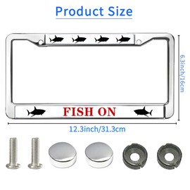Fish On Christ License Plate Frame Religious Jesus Saves Two-Hole License Plate Frame Christ is King Weather-Proof with Chrome Screw Caps