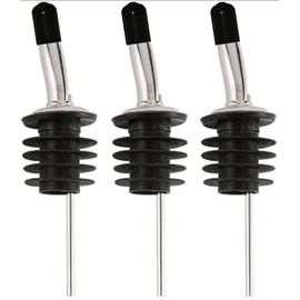 Bartender Gear Free Flow Pour Spouts Stainless Steel Liquor Wine Olive Oil Bottle Pourers with Dust Caps - Cork is 27mm [approx 1 inch] in diameter Fit Most Half Gallon & 1.75 Liter Liquor Bottles (3)