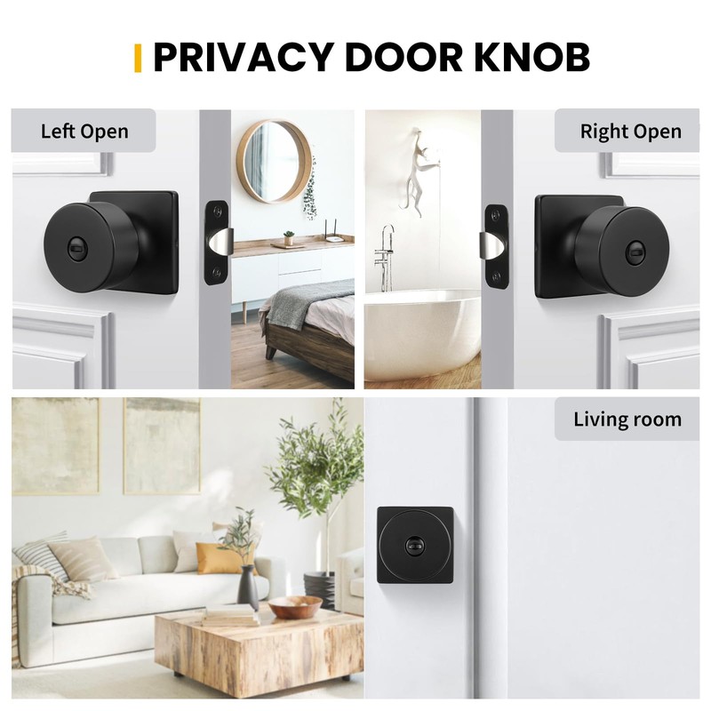 goldenwarm Matte Black Door Knobs Interior, Privacy Door Knob for