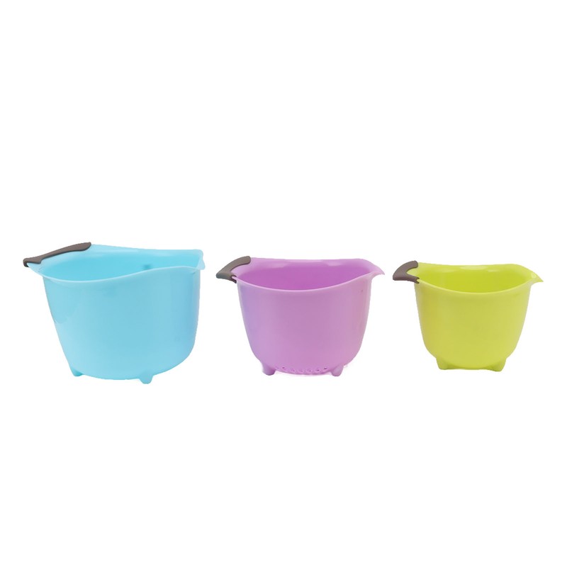 3pcs Drain Colander Set Food Grade PP Stackable Fruit Vegetable