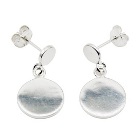 Sterling Silver Double Discs Dangle Earrings, 925 Minimalist Geometric Birthday Best Friend Gift For Her Mum Casual Elegant Everyday Jewellery