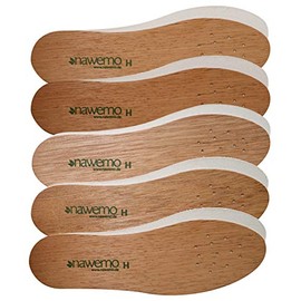 Nawemo Pack of 5 / 5 Pairs Cedar Wood Soles for Men, Antibacterial Cedar Wood Insoles Against Sweat Feet, Foot Odour, Athlete's Foot and Nail Fungus, Thin Insoles, Brown, Size 40 EU, brown