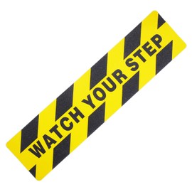 5 Pieces Watch Your Step Warning Sticker Adhesive Tape Anti Slip Abrasive Tape for Workplace Safety Wet Floor Caution, 6 by 24 Inches (Black and Yellow)