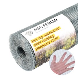 AggFencer 16inch x 50ft Hardware Cloth 1/4 inch Chicken Wire Fencing 23Ga, Hot Dipped Galvanized After Welding Garden Plant Supports Welded Metal Chicken Wire Fence, Poultry Animal Netting Cage Screen