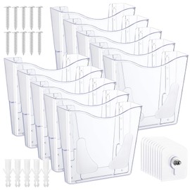 RattanView 10 Pack Acrylic Wall Pocket File Holders Clear Wall File Holder Plastic Wall Mount File Organizer Hanging Wall Pockets Mail Magazines Organizers for Office Home