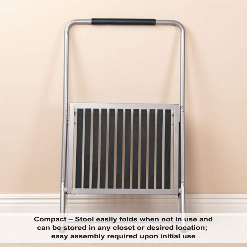 LivingSURE Extra Wide Folding Step Stool with Foam-Grip Handle –