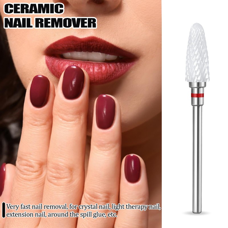 Ceramic Nail Drill Bit, 3/32'' Professional Acrylic Nail File Flame