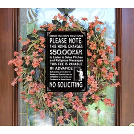 WaaHome No Soliciting Sign for House Funny No Soliciting Sign for Front Door Home Yard, 8''x12'' Don't Knock This Home Charges 50 per Minute No Soliciting Sign, Waterproof, Weather Resistant