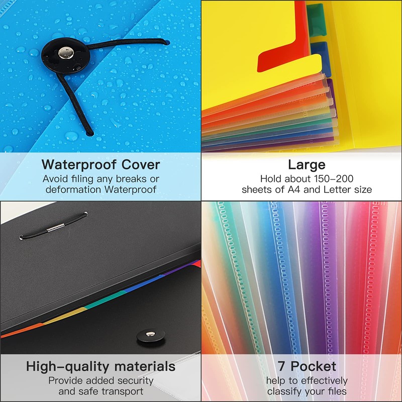 7 Pocket Accordian File Folders, Expanding File Folder A4 Letter