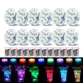 [12-Pack] Submersible LED Lights with Remote Control, 16 Colors Changing Waterproof LED Tea Lights, Pool lamp Battery Operated Underwater Pond Lights for Aquarium Garden Wedding Party