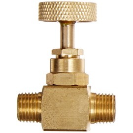 PIC Gauges NV-B-1/4-MXM Brass Needle Valve, 1/4" Male NPT X 1/4" Male NPT