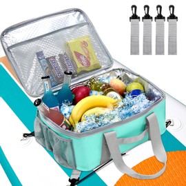Karltion Paddle Board Cooler Bag, Waterproof Portable Deck Bag with Top Mesh Pocket,Kayak Cooler Bag with Side Pouches for Water Bottles,Inflatable Paddle Board Accessories Coolers for Sup, Kayak