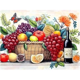 Fruit Bouquet Pattern A950 Accent Tile Mural Kitchen Bathroom Wall Backsplash Behind Stove Range Sink Splashback One Tile 8"x6" Ceramic, Matte