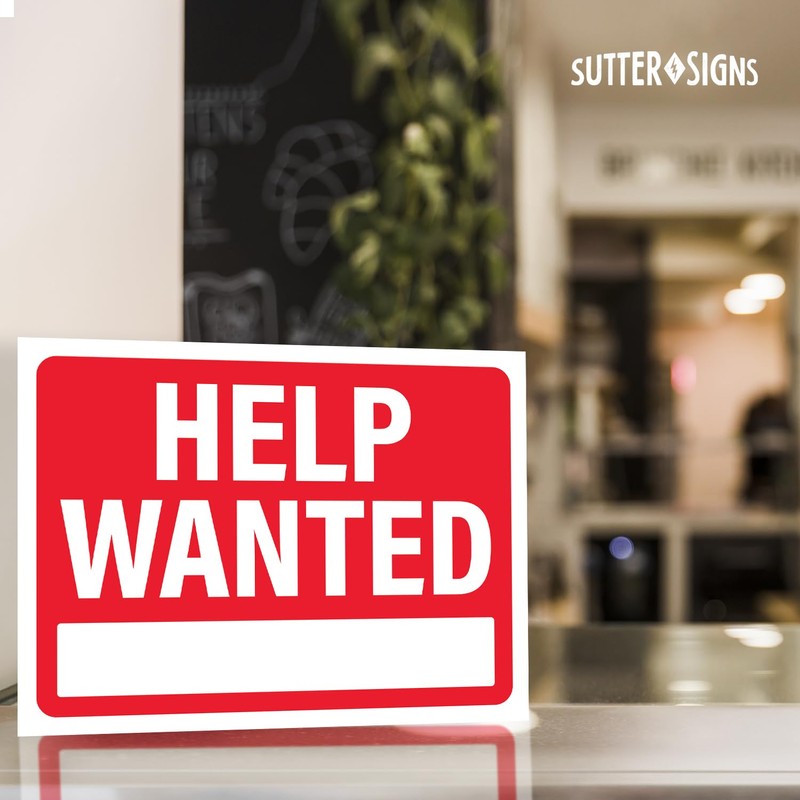 Help Wanted Signs 12x9, Plastic Signs for Businesses Now Hiring,