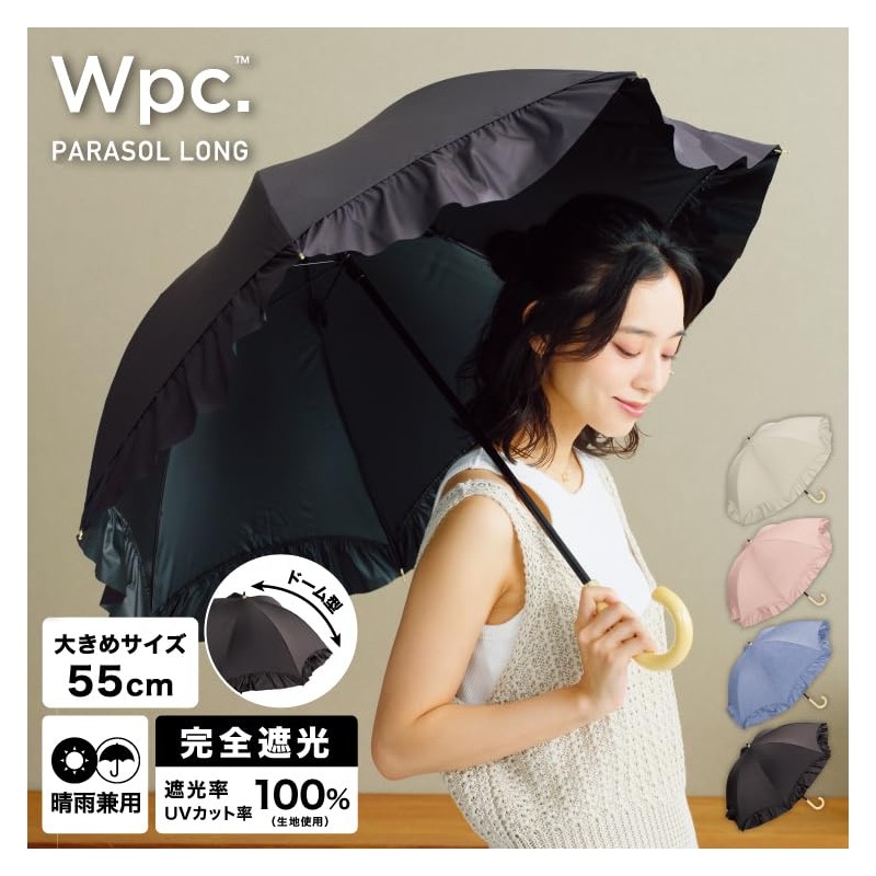 [2025] Wpc. 801-13217-102 Parasol Blackout Dome Umbrella, Ruffle, Mini, Pink