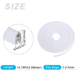 METALLIXITY Edge Trim (Fits 3/64"-3/32" Edge 14.76Ft/4.5Meter Length), U Shape Rubber Edge Seal Trims Protector Edge Guards with Metal Clips - for Car Door, White