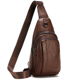 Seoky Rop Sling Backpack for Men Sling Bag Crossbody Shoulder Bags Travel Bag Purse with Water Resistant Dark Brown