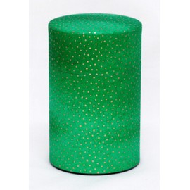 KOTODO Washi Paper Tea Tin Canister: Long 3.5oz (100g) Dotted Green (#6), Japan