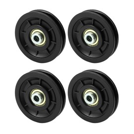 QWORK® 90 mm Nylon Pulley Universal Bearing Pulley Wire Rope Pulley for Gym Cable Machine Garage Door Pack of 4