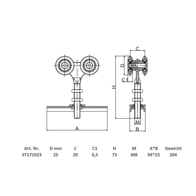 SCHARTEC Sliding Gate Rollers Sliding Door Drive M8 and M10