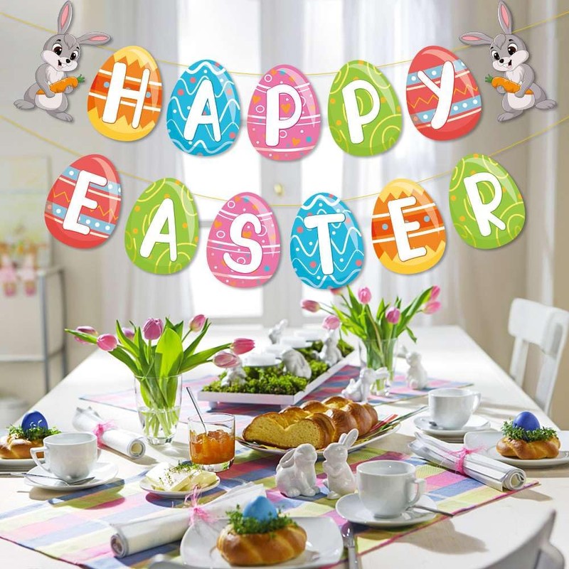 Happy Easter Banner Easter Bunny Decorations Easter Decorations Easter Fireplace