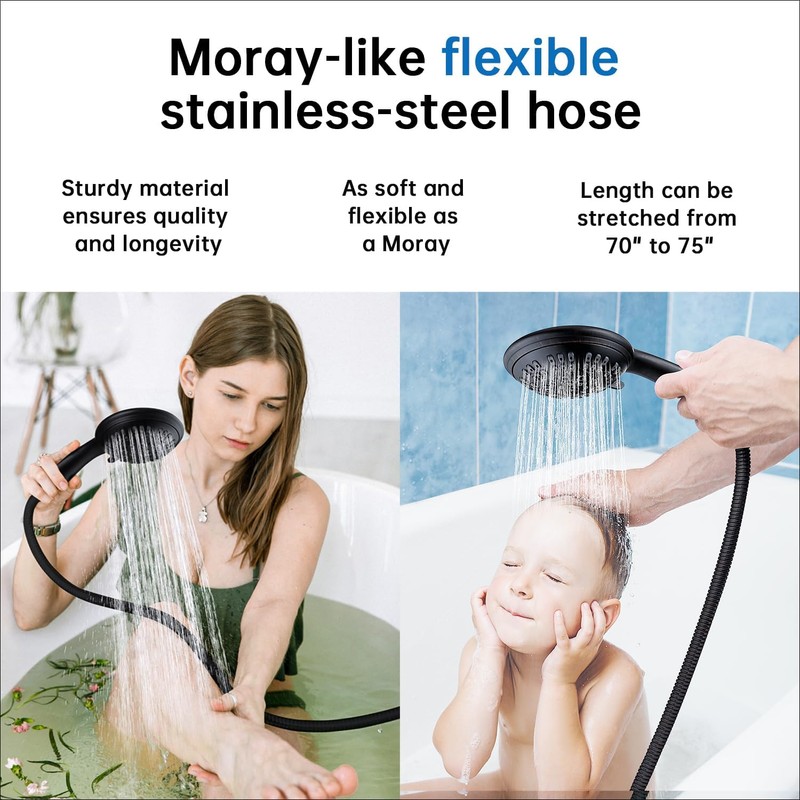 G-Promise High Pressure Shower Head 6 Spray Setting with Adjustable