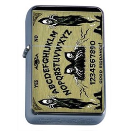Ouija Goth Skeleton Skull Punk Windproof Refillable Flip Top Oil Lighter with Tin Gift Box D-075