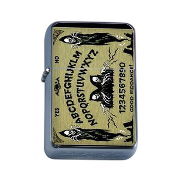 Ouija Goth Skeleton Skull Punk Windproof Refillable Flip Top Oil Lighter with Tin Gift Box D-075