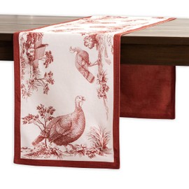 Maison d' Hermine Tablerunner 100% Cotton Table Runner Decorative Table Covers, Dining, Home, Buffet, Holy Jouy - Red (Double Layer) - Thanksgiving/Christmas (14.50"x108")