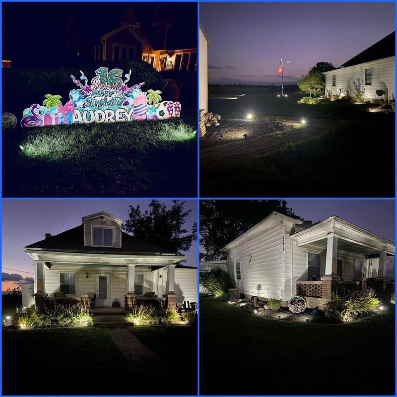Sucolite 8-Pack Solar Spot Lights Outdoor Waterproof IP65, 3 Lighting