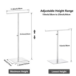 HEYLEAYAR Soporte de exhibición para cartera en forma de T, altura ajustable, acero inoxidable, soporte de exhibición para joyería, plateado