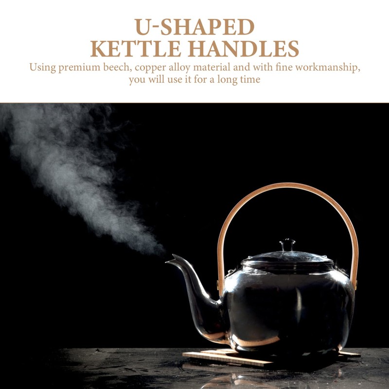 Kichvoe Wooden Teapot Handle Replacement Set 2 Pieces Heat-Resistant Beech