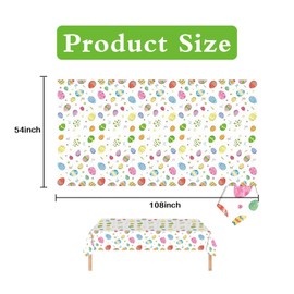 Ycfish Easter Tablecloth, Easter Table Decorations, Colouring Egg Table Cloth, Reusable Party Tableware, Large Outdoor Easter Decor Kit, for Easter Home Party Supplies 54x108 inch