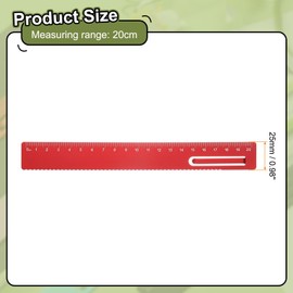 QUARKZMAN Pack of 3 Straight Ruler 20 cm Metal Aluminium Alloy Measuring Bookmark Clip Ruler Scale Tool for Measuring Study Reading Classroom Office Red