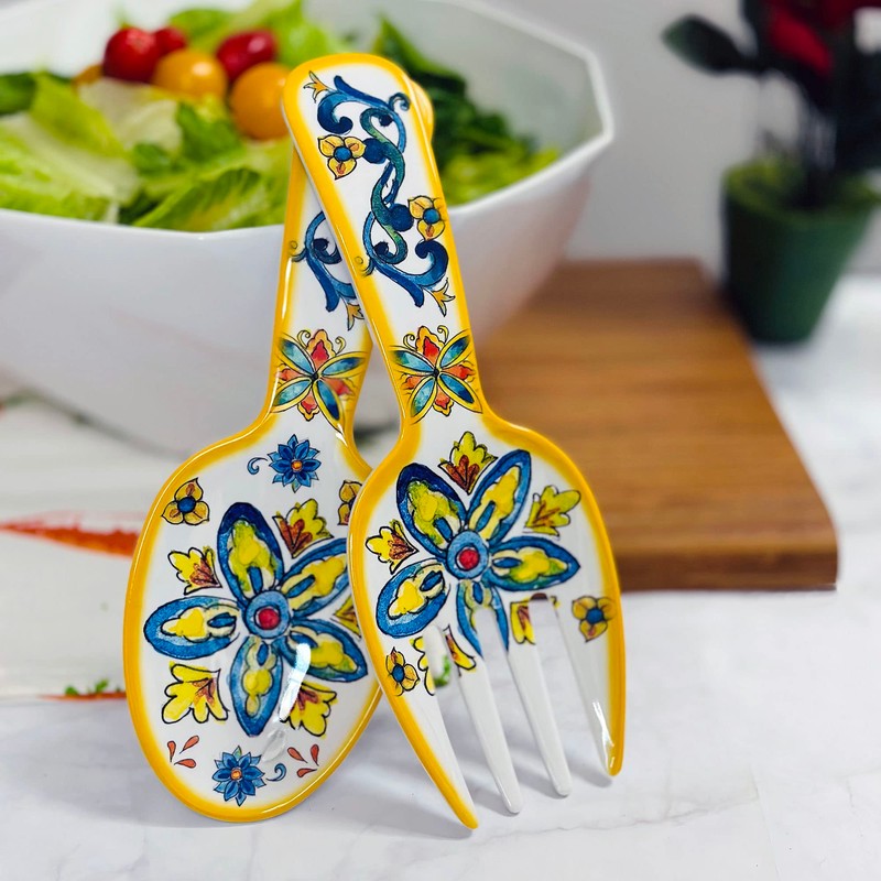 UPware 2-Piece 10.75 Inch Melamine Salad Server Serving Utensil Set
