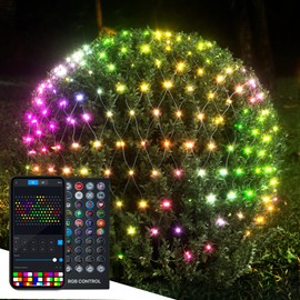 Lphianx 4×6Ft Smart Net Light, Bush Lights, 46Modes, 16 Mil. Colors Changing, Sync Musical, Mesh Lights IP44 Waterproof for Indoor Outdoor, Fence, Bush, Party, Holiday, 150Leds