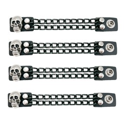 Funk Plus Motorcycle Vest Extenders Double Black Chain Regular Snap MC Jacket Made in USA (6", Skull Head)