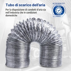 VIOKS Tubo di scarico da 4 metri, tubo flessibile da 125 mm, per sistemi di conduzione dell'aria da 125 err
