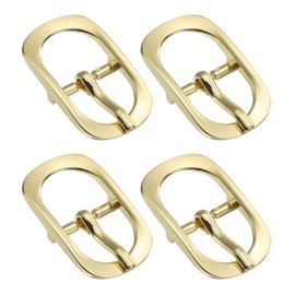 uxcell 4Pcs 0.75" Metal Roller Buckle, Single Prong Belt Buckle Oval Center Bar Buckles for Leather Craft Accessories, Light Gold