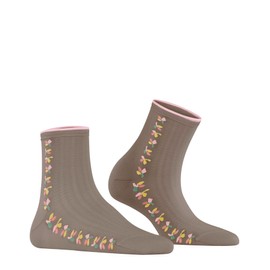 ESPRIT Women's Structured Leaves Short Stockings Breathable Cotton Lyocell Thin Patterned 1 Pair, Brown (Sughero 5031)