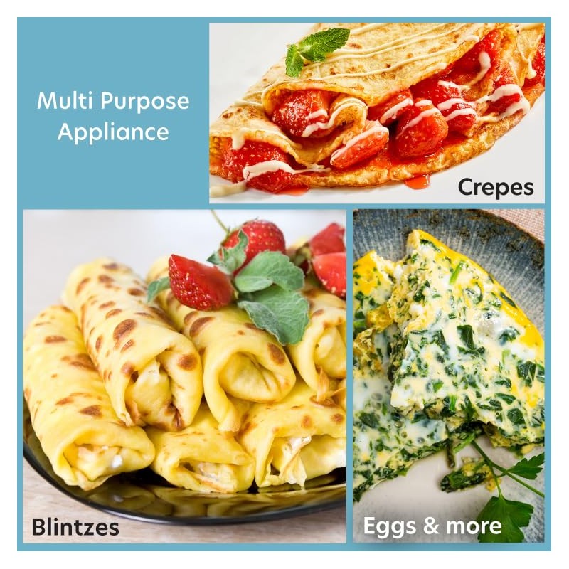12" Griddle & Crepe Maker, Non-Stick Electric Holiday Crepe Pan