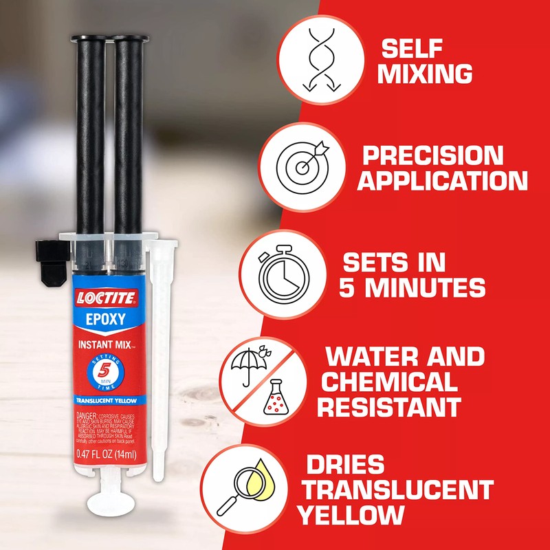 Loctite Epoxy Instant Mix 5 Minute, 0.47 fl. oz. Syringe