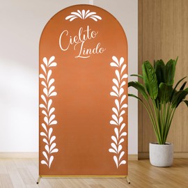 FuWeave Mexican Talavera Arch Stand Covers Wedding Cielito Lindo Backdrop Round Top Arch Cover Fabric for Mexico Party Baby Shower Stand Decoration 4 x 7ft