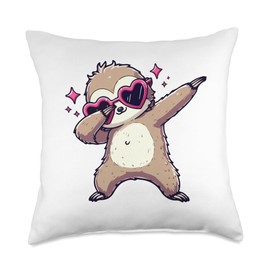 Sloth Heart Shape Sunglasses Dabbing Dance Lover Throw Pillow