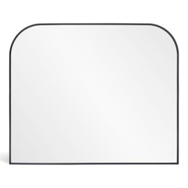 Minuover Modern Large Wall Mirror, Modern Minimalist Home Decor Arch Mantel Mirror, Brushed Black Metal Framed Arched Mirror for Bathroom, Living Room, Bedroom, Fireplace, 30" x 48", Black