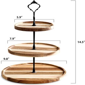 SAHENITEANA 3 Tier Cupcake Stand, Black Crown, Wooden Tiered Tray Stand for Dessert Cupcake Holder Table, Cupcake Holder for Baby Shower Decorations, Party Décor, Wedding, Tea Party, etc.